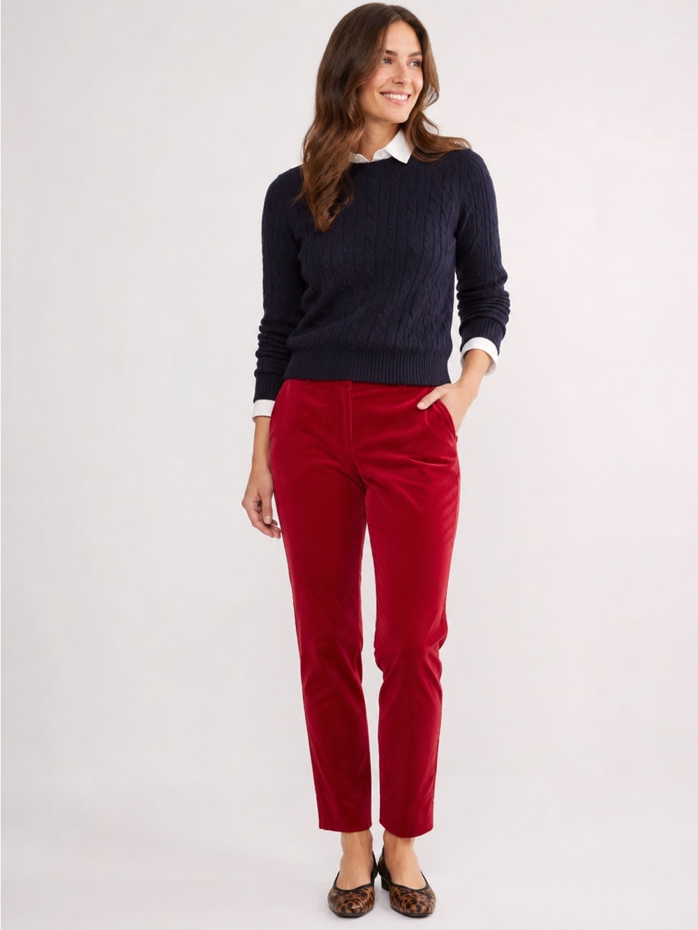 Boden Women's Pants Velvet Straight Leg Side Zip Red Size 12R Holiday Classic